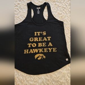 Tailgate  Racerback Tank with Gold "It's Great to Be a Hawkeye"  Large Womens